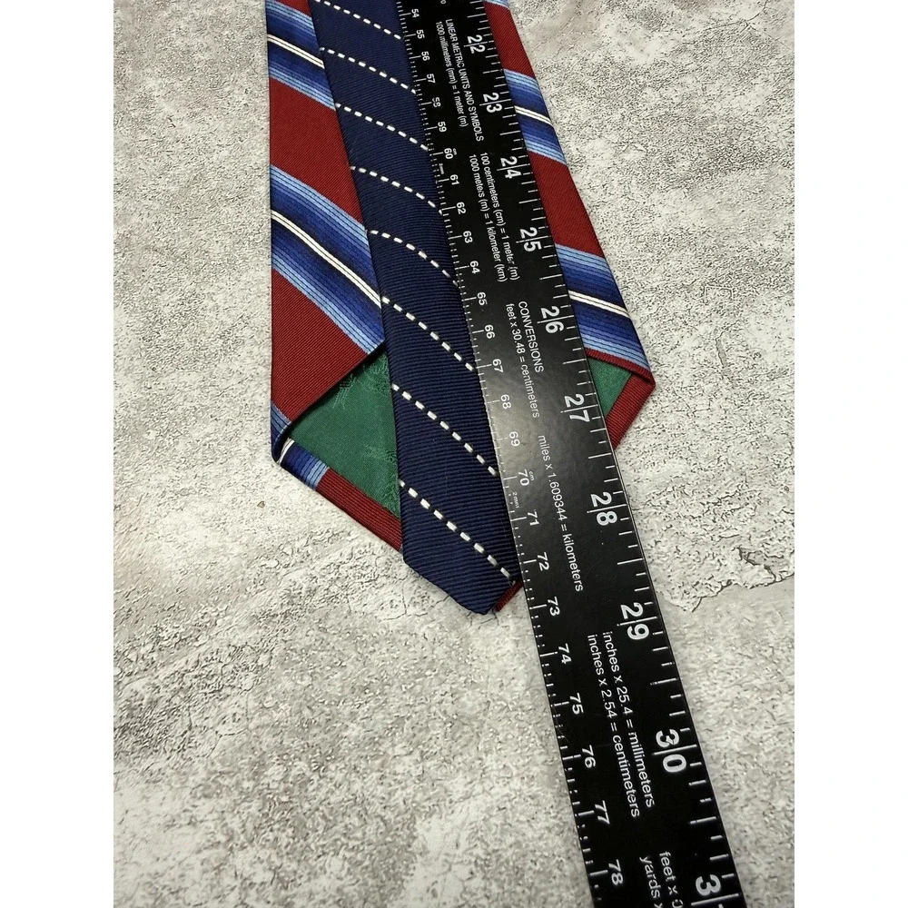 Tommy Hilfiger Silk Tie Mens One Size Red Striped Pointed Made In USA Necktie‎